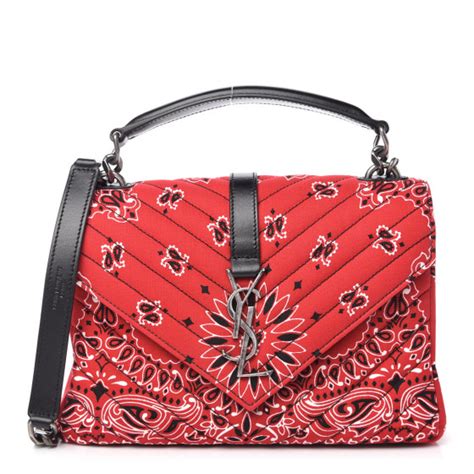 SAINT LAURENT Canvas Bandana Hobo Bag Red.